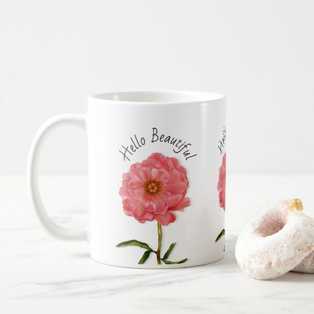 Mug Floral Pretty Rose Peony Flower (Avec donut)