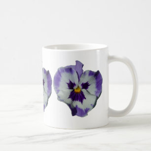 Mug Floral Purple and White Pansies