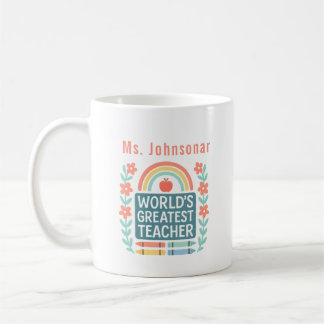 Mug Floral Rainbow Crayon Mondes plus grand enseignant