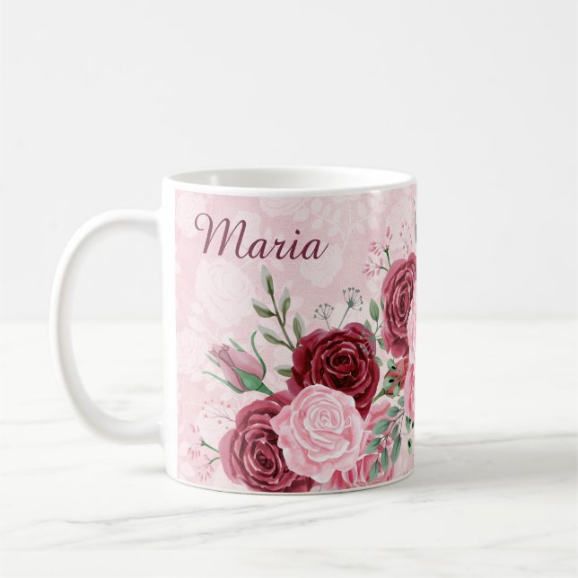 Mug Floral rose monogramme (Gauche)