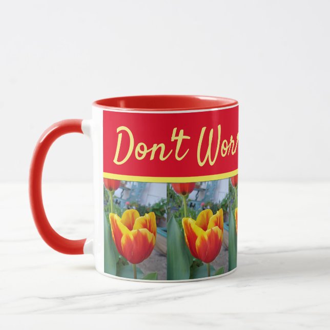 Mug Floral Rouge Jaune Tulipe Ne vous inquiétez pas So (Gauche)