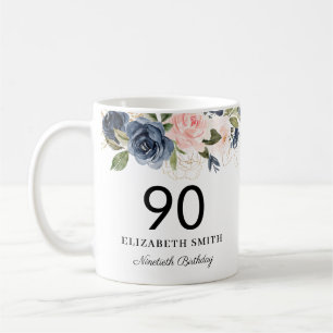 Mug Florale d'or flush de Navy personnalisées 90e anni