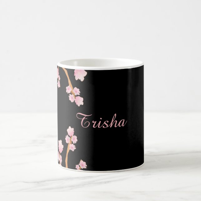 Mug Flore d'aquarelle rose et noire (Centre)