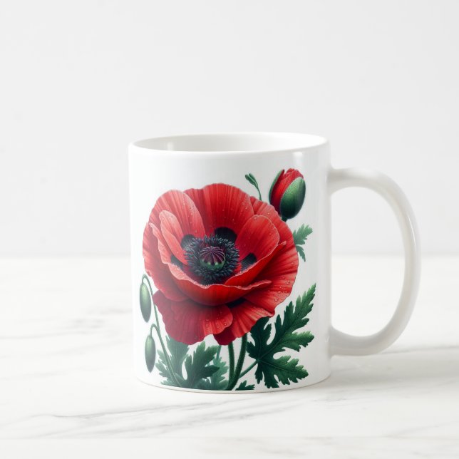 Mug Flore de pavot rouge (Droite)