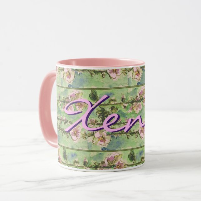 Mug Flore doux avec votre nom (Devant gauche)
