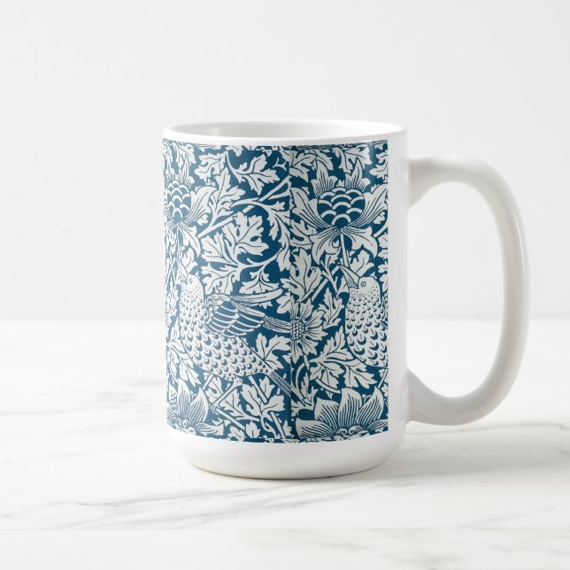 Mug Flore Flore Fleurs Feuilles Oiseaux Bleu (Droite)