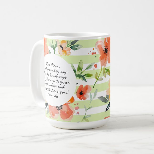 Mug Flore printanière | Bande verte | Photo de la Fête (Devant gauche)