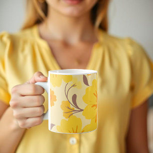 Mug Flore rétro Sunshine Motif-Fleurs Jaunes