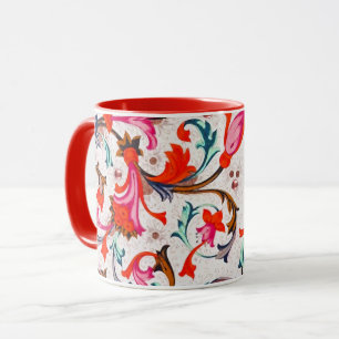 MUG FLORENTINE RENAISSANCE ROUGE FLEURS, FLEURS