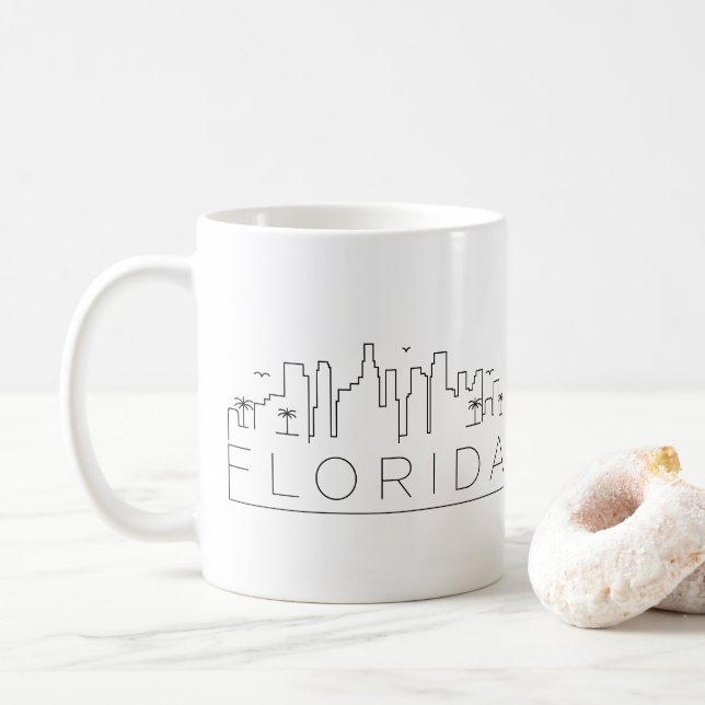 Mug Floride | Ligne Skyline Stylisée Ville (Avec donut)