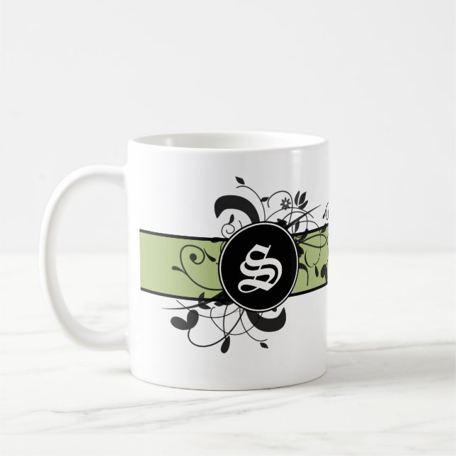 Mug Flourish de fantaisie personnalisé décoré d'un (Gauche)