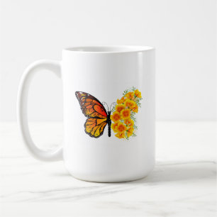 Mug Flower Butterfly with Yellow California Poppy