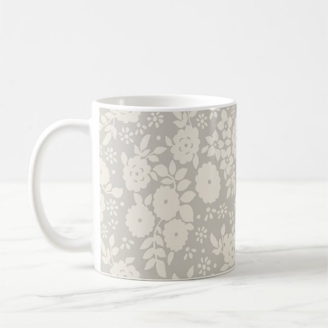 Mug Flower Daisy Vintage Motif Imprimer gris (Gauche)