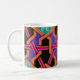 Mug Flower green orange et violet ethnie géométrique n
