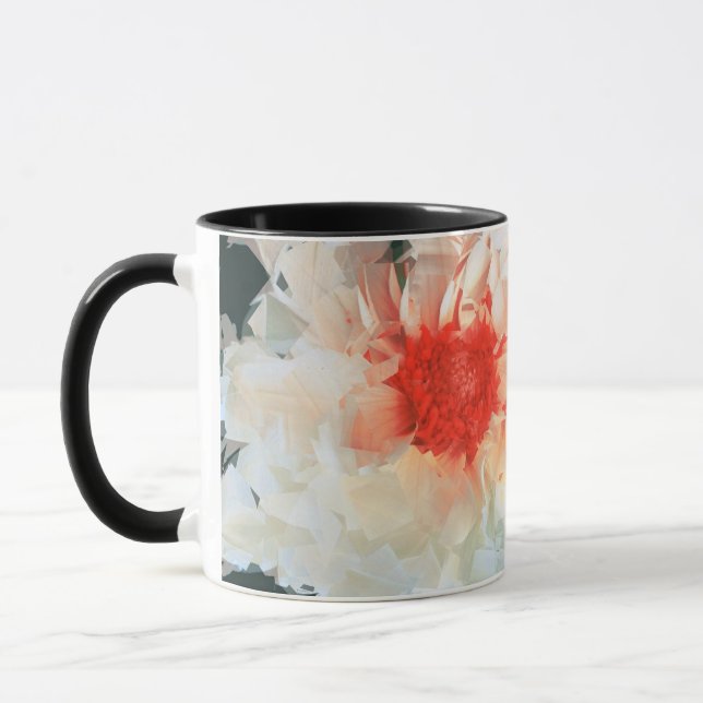 Mug Flowers White Black Cubist (Left)