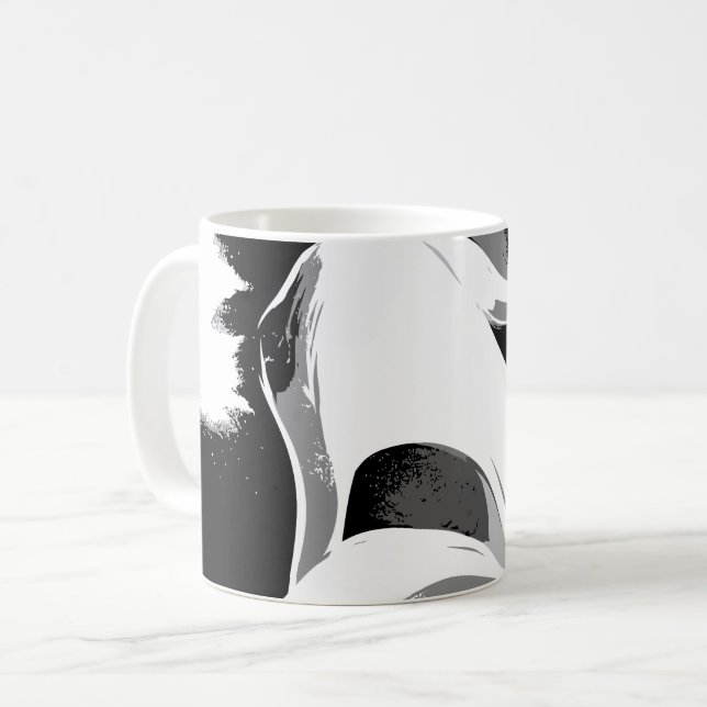 Mug Flowing Curves in Black, White, and Gray (Devant gauche)