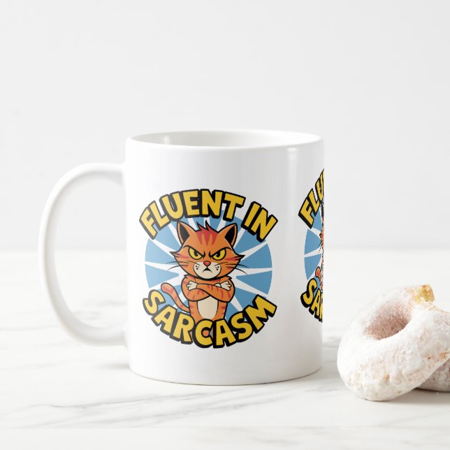Mug Fluent Dans Le Sarcasme Amusants Amoureux de les c (Avec donut)