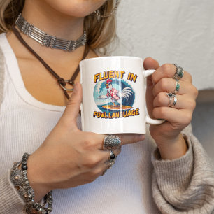 Mug Fluent in Fowl Language Rooster Riding Le Surf