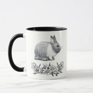 Mug Fluffez le lapin. Carton noir monochrome