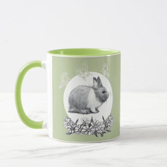 Mug Fluffez le lapin. Dessin au crayon. (Gauche)
