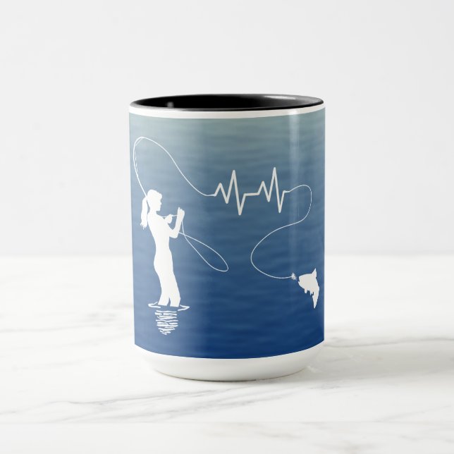 Mug Fly Fishing Heartbeat Fly Girl (Centre)