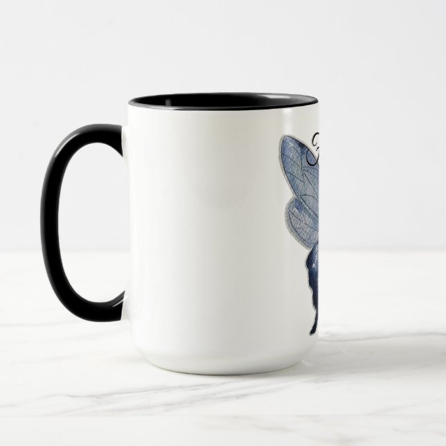Mug Fly Free – Blue Butterfly Art Design (Gauche)