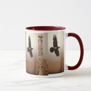 Mug Flying Raven & Totem-Pole Imaginaire Art