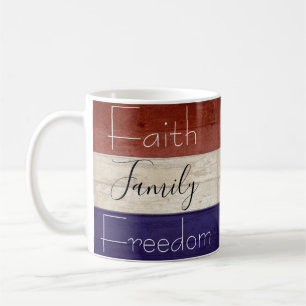 Mug Foi famille liberté patriotique bois