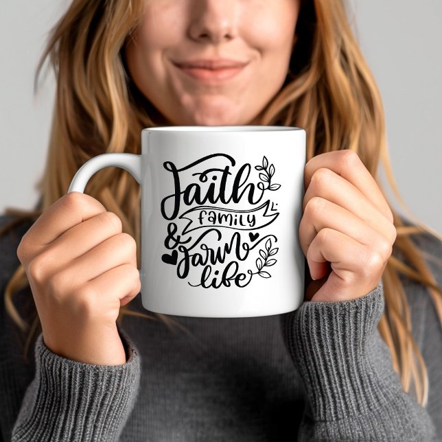 Mug Foi Famille & Vie Agricole Bible Verse (Faith Family & Farm Life Bible Verse Coffee Mug)