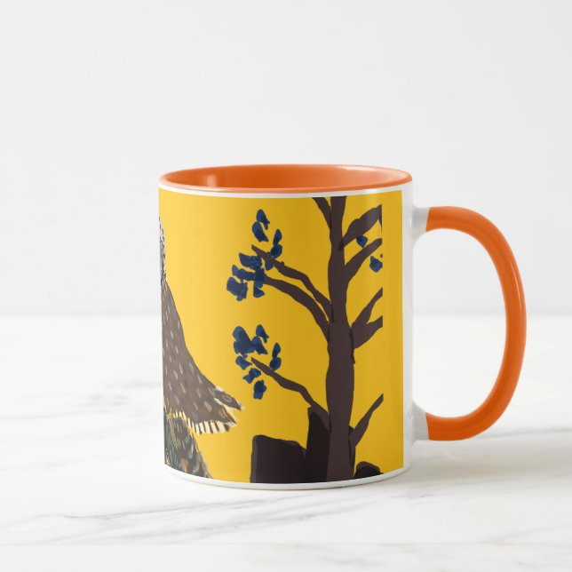 Mug Folk owl on tree stump (Droite)