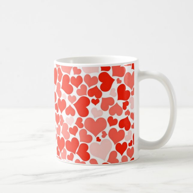 Mug Fond de coeurs rouges (Droite)