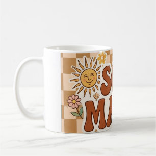 Mug Fond PNG marron à carreaux rétro doux Maman - B
