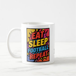 Mug Football Eat Sleep Repeat Pop Art Personalized
