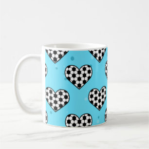 Mug Football Heart Ball Texture - Arrière - plan bleu