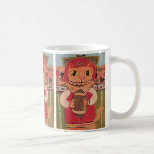 Mug Football Player Cat Folk Art