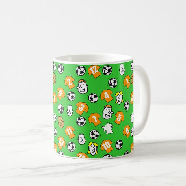 Mug Footballs, Chemises d'or, & Fans Motif plus grand (Devant droit)