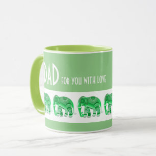 MUG FOR DAD WITH COOL GREEN ELEPHANTS
