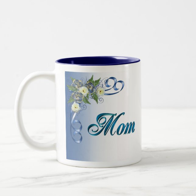 Mug for MOM Blue floral corner (Left)