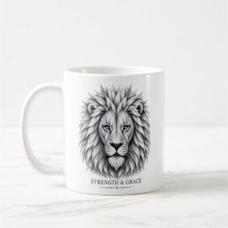 Mug Force et grâce inspirantes, art abstrait de lion