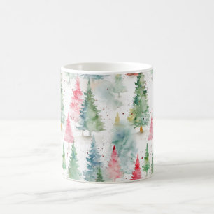 Mug Forêt, arbres de pin rouges verts vacances