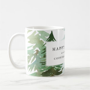 Mug Forêt d'aquarelle de Noël de l'entreprise
