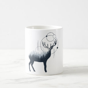 Mug Forêt de cerfs géométrique moderne Double expositi
