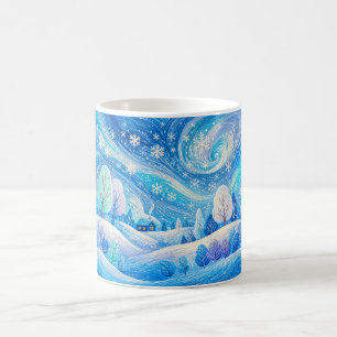Mug Forêt de montagne enneigée avec de la neige qui to