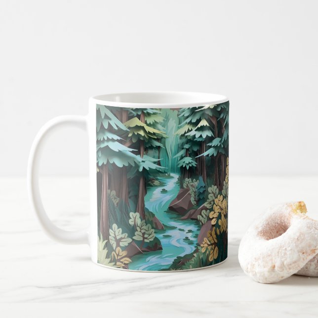 Mug Forêt de rivière imprimée 3D (Avec donut)