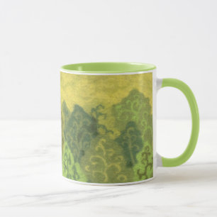 Mug Forêt d'été, peinture en laine, arbres vert & jaun