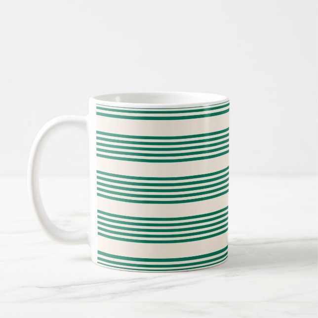 Mug Forêt vert et beige cinq bandes motif (Gauche)