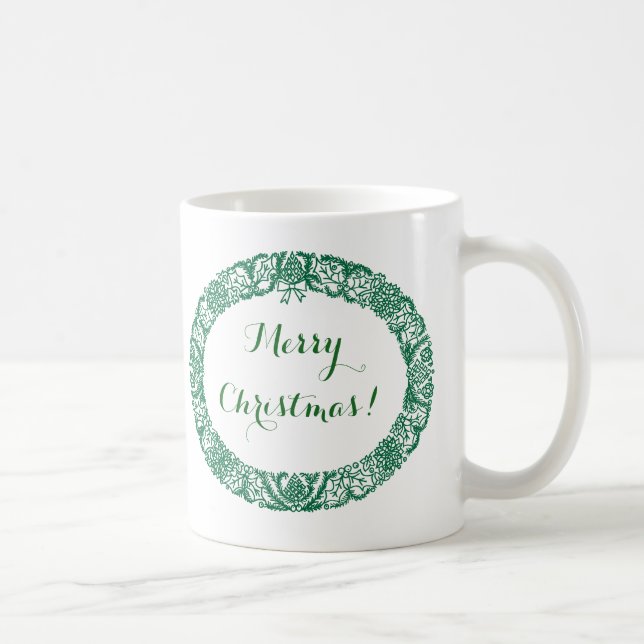 Mug Forêt verte couronne de Noël à Customiser (Droite)