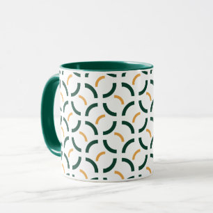 Mug Forêt verte et arcs moutarde géométriques minimali
