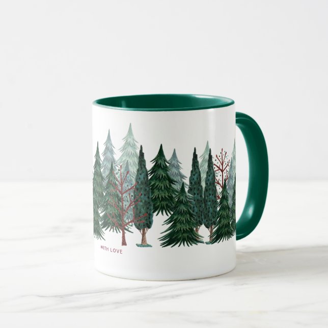 Mug Forêt verte pins nature Noël (Devant droit)