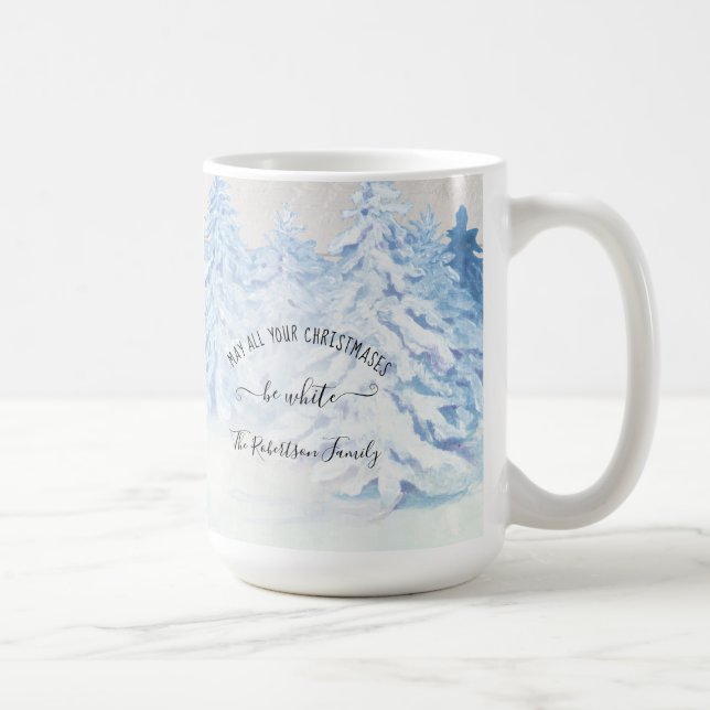 Mug Forêts à neige Cerf Noël Rustique Famille (Droite)